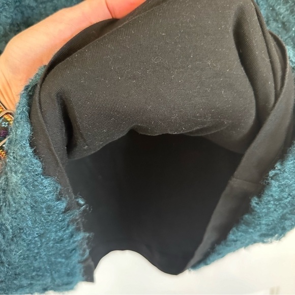 Reformation XS Teal Loki Textured Shag Boucle Teddy Sweater Mini Dress / Tunic - Picture 10 of 11